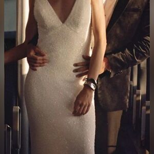 Jenny Yoo Marlis V-Neck Open-back sequin gown size 6